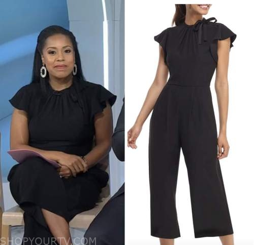 The Today Show: November 2022 Sheinelle Jones's Black Tie Neck Jumpsuit ...