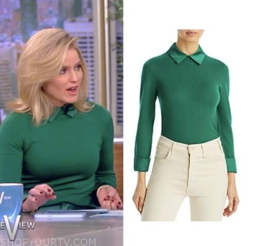 The View: November 2022 Sara Haines's Green Collar Sweater | Shop Your TV