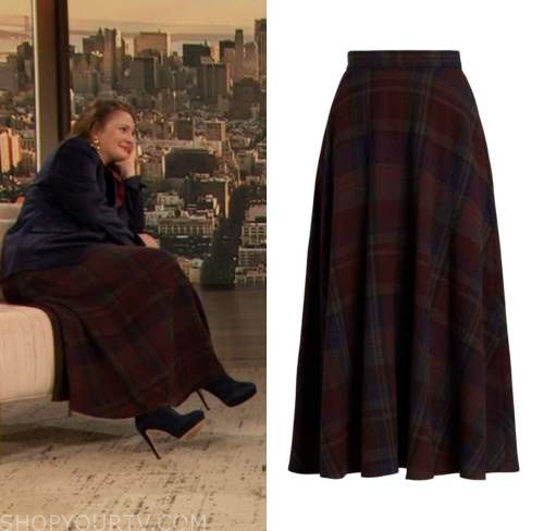 Drew Barrymore Show: November 2022 Drew Barrymore's Plaid Wool Midi ...