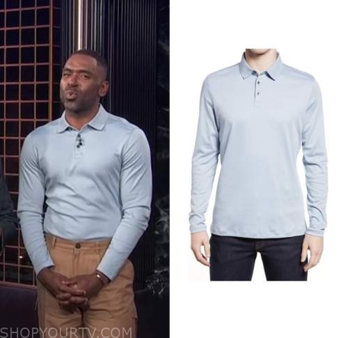 E! News: November 2022 Justin Sylvester's Pale Blue Long Sleeve Polo ...