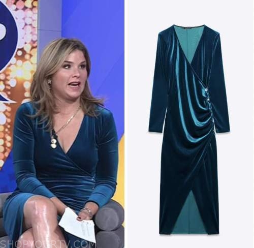 The Today Show: November 2022 Jenna Bush Hager's Blue Velvet Wrap Midi ...