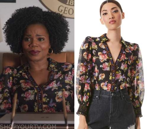 All American Homecoming: Season 2 Episode 7 Amara's Printed Blouse ...