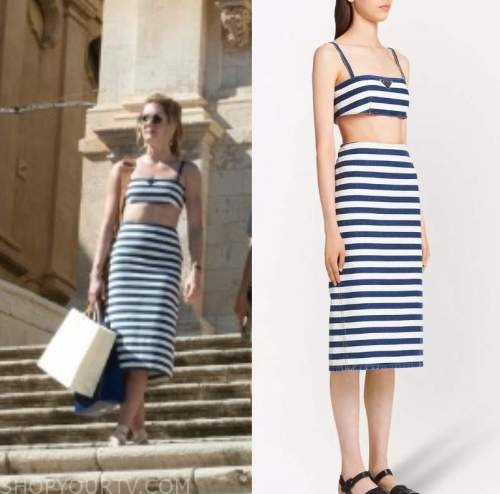 WornOnTV: Daphne's striped Prada bralette and skirt set on The