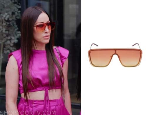 Saint Laurent New Wave 364 99MM Mask Sunglasses worn by Angie