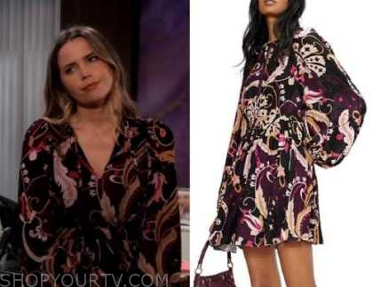 General Hospital: November 2022 Sasha's Black/Pink Paisley Dress | Shop ...