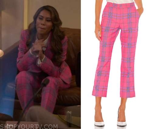 All American: Season 5 Episode 6 Pink & Blue Plaid Trousers | Shop Your TV