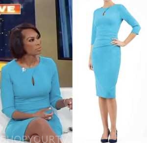 Outnumbered: December 2022 Harris Faulkner's Blue Keyhole Sheath Dress ...