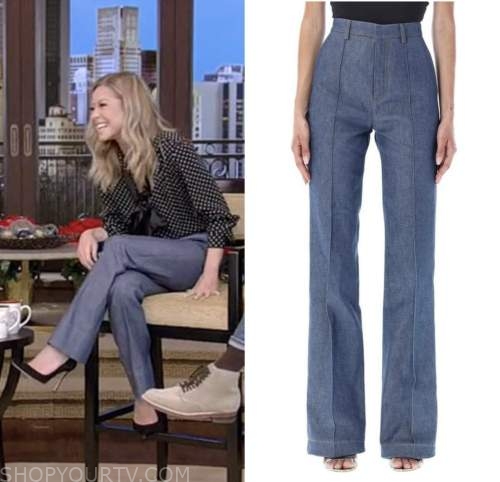 Live with Kelly and Ryan: December 2022 Kelly Ripa's Pleated Denim Wide ...