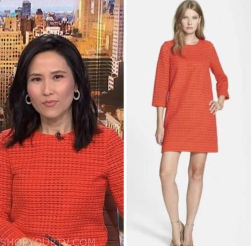 NBC News Daily: December 2022 Vicky Nguyen's Coral Textured Shift Dress ...