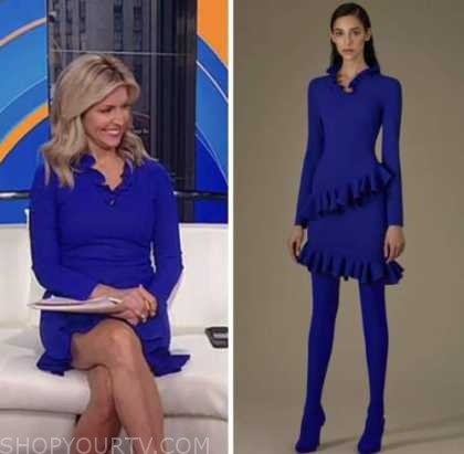 Fox and Friends: December 2022 Ainsley Earhardt's Blue Ruffle Long ...