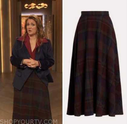 Drew Barrymore Show: December 2022 Drew Barrymore's Plaid Wool Midi ...