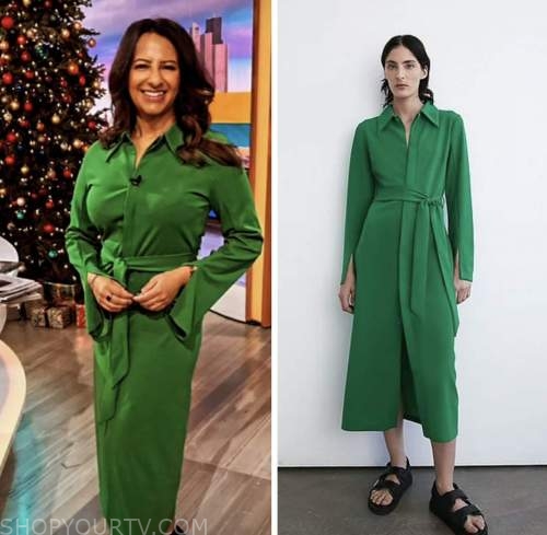 Good Morning Britain: December 2022 Ranvir Singh's Green Midi Shirt ...