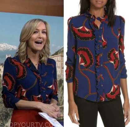 Good Morning America: December 2022 Lara Spencer's Blue and Red Floral ...