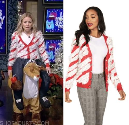 Tipsy Elves Naughty or Nice Ugly Christmas Sweater worn by Ryan Seacrest as  seen in LIVE with Kelly and Ryan on December 16, 2022