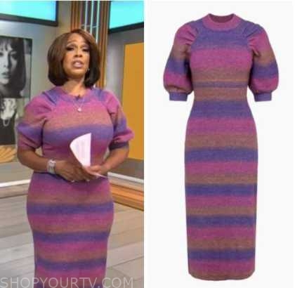 CBS Mornings: December 2022 Gayle King's Purple and Pink Striped Knit ...