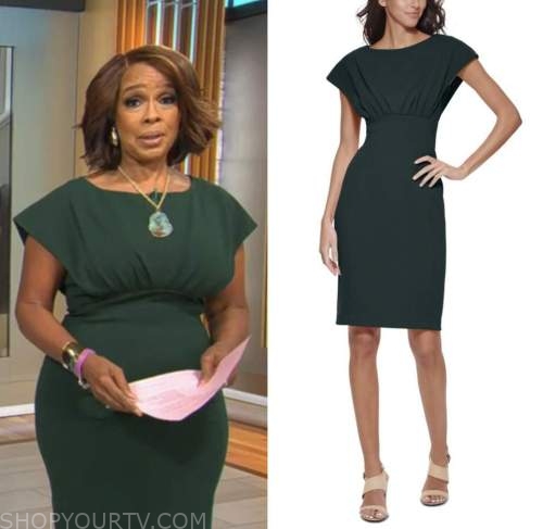 CBS Mornings: December 2022 Gayle King's Green Cape Sheath Dress | Shop ...