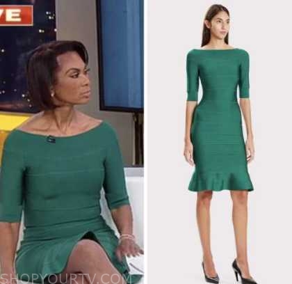 Outnumbered: December 2022 Harris Faulkner's Green Bandage Dress ...