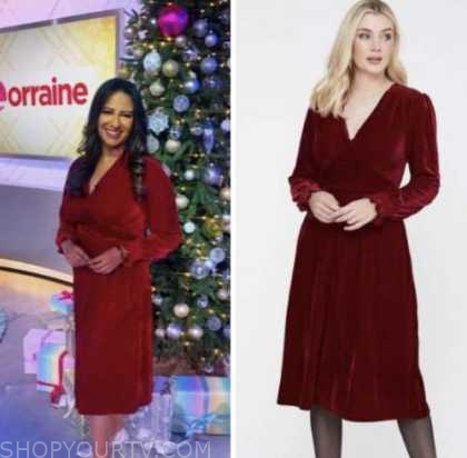 Lorraine: December 2022 Ranvir Singh's Red Velvet Dress | Shop Your TV