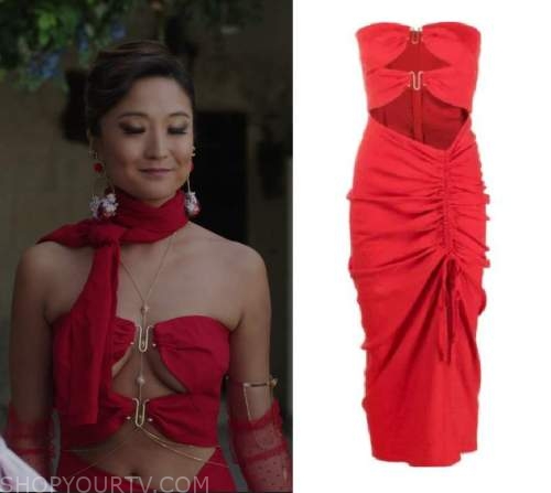 WornOnTV: Mindy's pink ring detail swimsuit on Emily in Paris