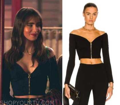 Emily in Paris: Season 3 Episode 3 Emily's Zip Front Top | Shop Your TV