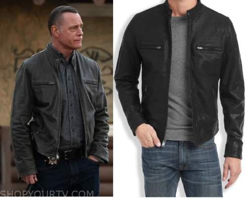 Chicago PD: Season 10 Episode 9 Hank's Black Zip Pocket Leather Jacket ...