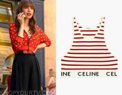 CELINE Striped cropped bra top.