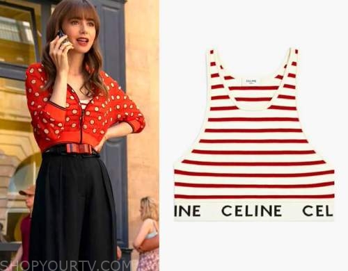 Emily in Paris: Season 3 Episode 3 Emily's White & Red Striped