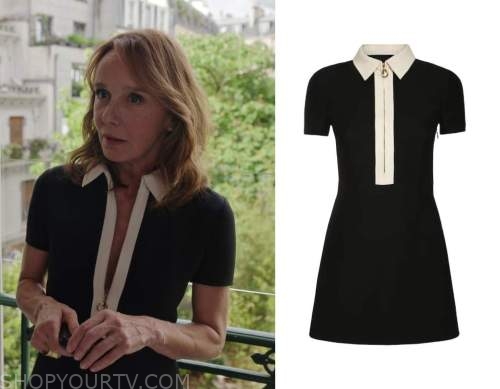 Black Dress of Sylvie Grateau (Philippine Leroy-Beaulieu) in Emily in Paris  (S01E10)