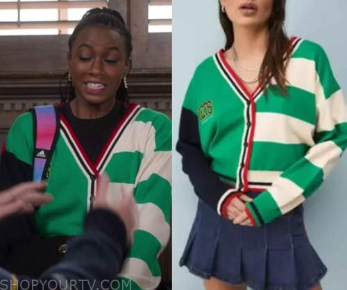 The Sex Lives Of College Girls Season 2 Episode 5 Whitneys Green Cardigan Shop Your Tv 