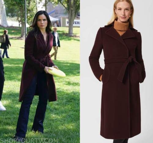 NCIS: Season 20 Epsiode 9 Jess's Burgundy Wrap Coat | Shop Your TV