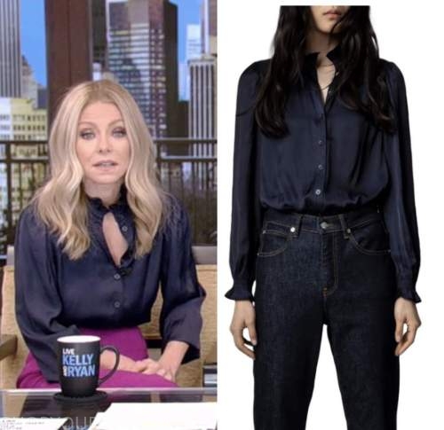 Live with Kelly and Ryan: January 2023 Kelly Ripa's Navy Blue Blouse ...