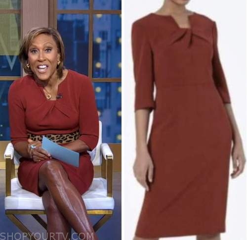 Good Morning America: January 2023 Robin Roberts's Red Twist Neck Dress ...