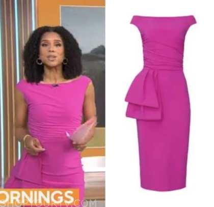 CBS Mornings: January 2023 Adriana Diaz's Pink Boatneck Sheath Dress ...