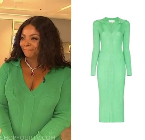 Access Hollywood: January 2023 Janelle James's Green Knit Midi Dress ...