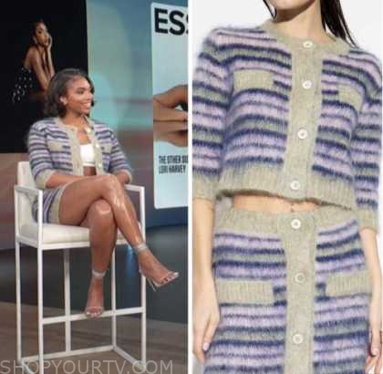 Access Daily: January 2023 Lori Harvey’s Purple Striped Mohair Cropped