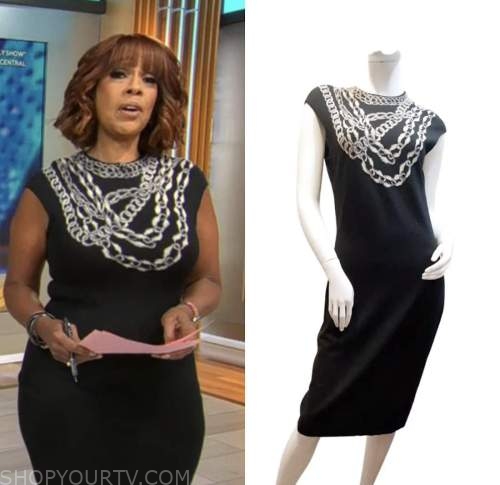 CBS Mornings: January 2023 Gayle King's Black Chain Print Necklace Knit ...