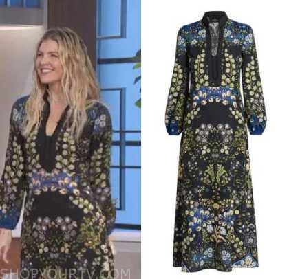 The Talk: January 2023 Amanda Kloots's Black Tunic Floral Midi Dress ...