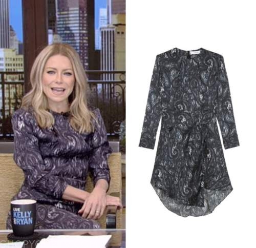 Live with Kelly and Ryan: January 2023 Kelly Ripa's Blue Grey Paisley ...