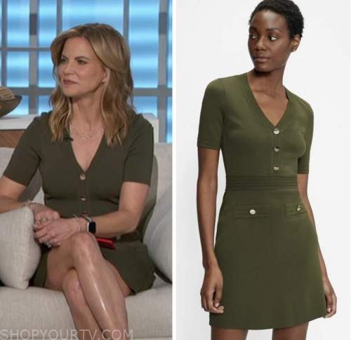 The Talk: January 2023 Natalie Morales's Green Utility Knit Dress ...