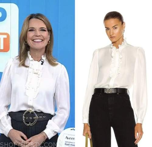 The Today Show: January 2023 Savannah Guthrie's White Ruffle Blouse ...