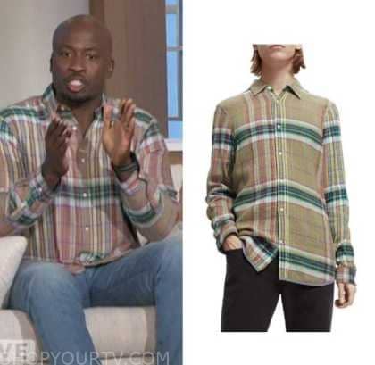 The Talk: January 2023 Akbar Gbajabiamila's Plaid Button Down Shirt ...