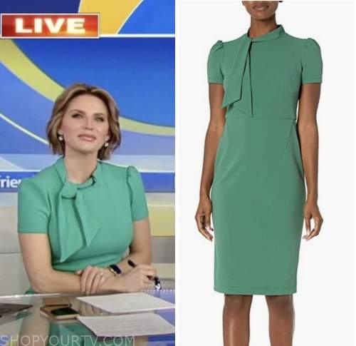 Fox and Friends: January 2023 Ashley Strohmier's Green Tie Neck Sheath ...