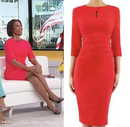 Outnumbered: January 2023 Harris Faulkner's Red Keyhole Sheath Dress ...