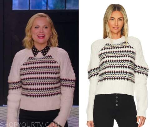 Baking It: Season 2 Episode 5 Amy Poehler's White Fair Isle Cable Knit ...