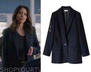 The Rookie: Season 5 Episode 11 Angela's Navy Embellished Blazer | Shop ...