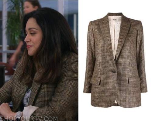 The Rookie: Season 5 Episode 10 Angela's Gold Plaid Blazer | Shop Your TV