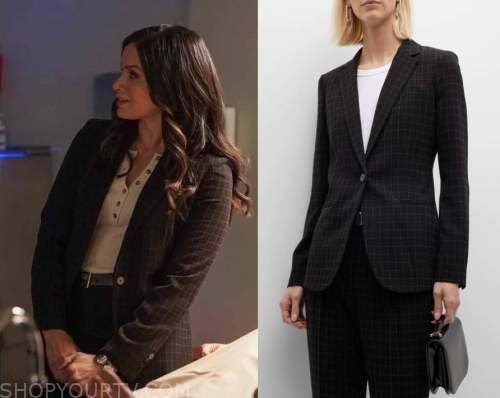 NCIS: Season 20 Episode 11 Jessica's Black Grid Check Blazer | Fashion ...