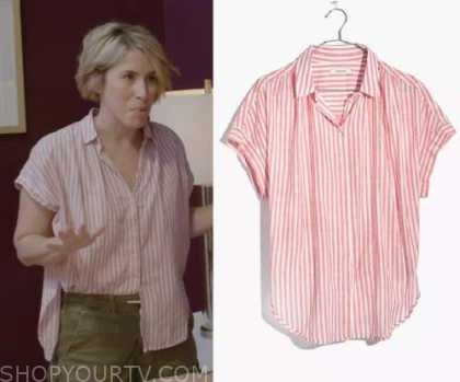 Home Town: Season 7 Episode 8 Erin's Pink & White Striped Short Sleeve ...