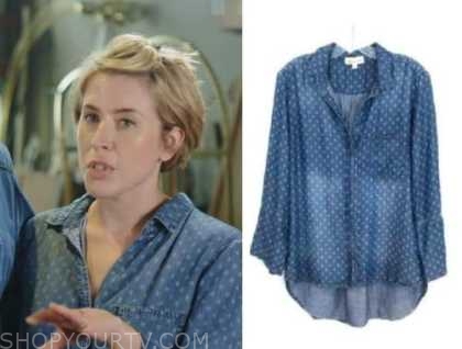 Home Town: Season 7 Episode 7 Erin's Denim Printed Shirt | Shop Your TV