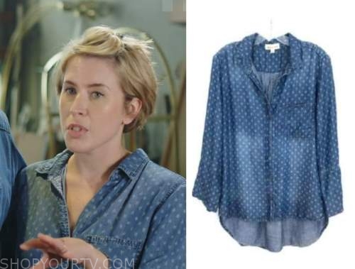 Home Town: Season 7 Episode 7 Erin's Denim Printed Shirt | Shop Your TV